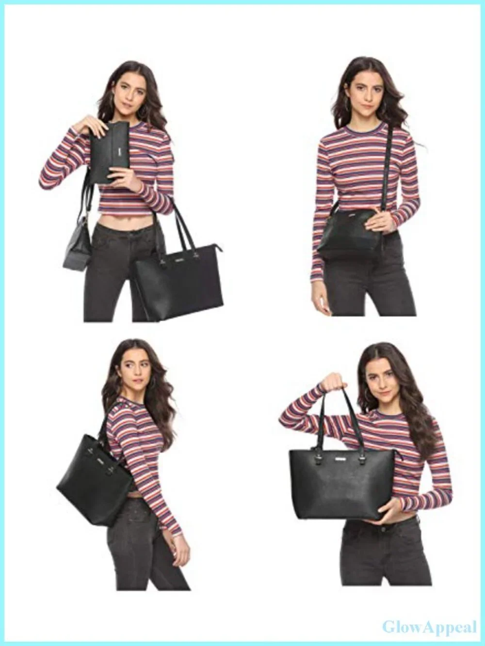 YTL Women Satchel Tote Bag Set - 4pcs Handbag Messenger Wallet Card Holder,